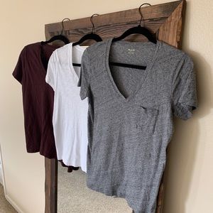 Madewell Whisper Cotton V Neck Bundle of 3 Tees